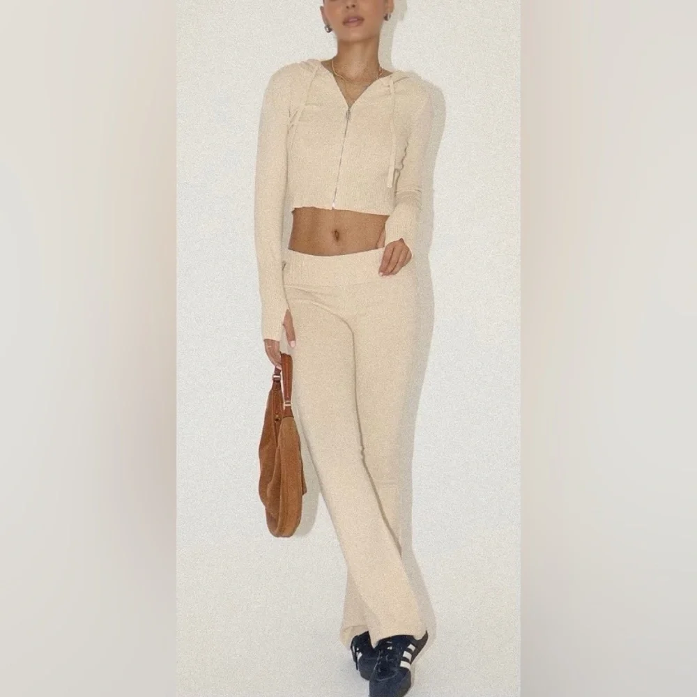 Bailey Rose Set two pieces Cream Knit High-Waist Pants and jacket - Picture 1 of 12